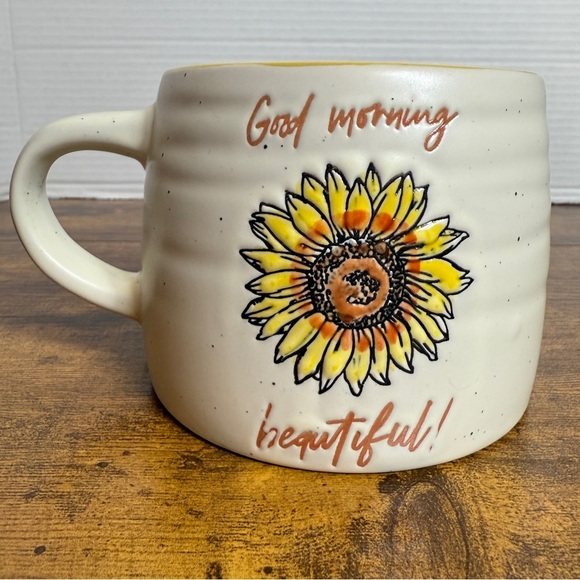 Boho Sunflower Coffee Mug Good Morning Beautiful 2 Sided Global Design Cocoa Cup - Picture 8 of 8